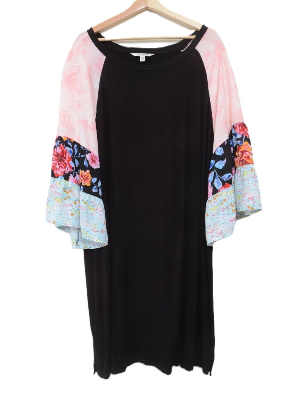 Pioneer Woman PLUS 4X Floral Colorful Bell Sleeves Soft Stretchy Midi Dress Boho